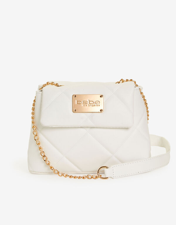 Bebe City Quilted Crossbody, White image number 0