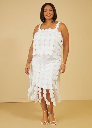 Circle Cutout Fringed Midaxi Skirt, White image number 0