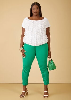 Ruffled Knit Top, White image number 0