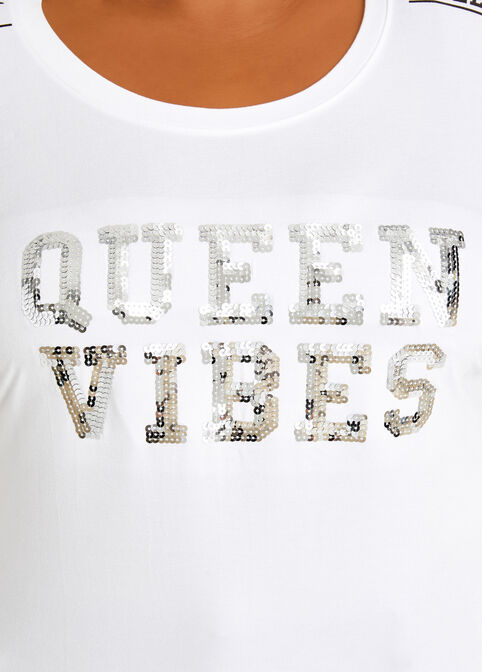 Sequin Queen Vibes Graphic Tee, White image number 1