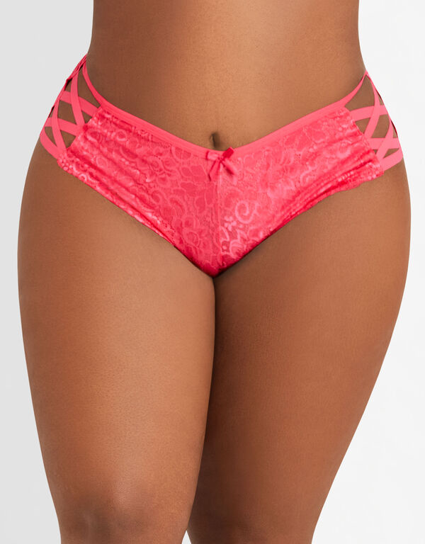 Lace & Mesh Cheeky Hipster Panty, Pink image number 0