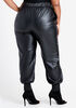 High Rise Faux Leather Joggers, Black image number 1