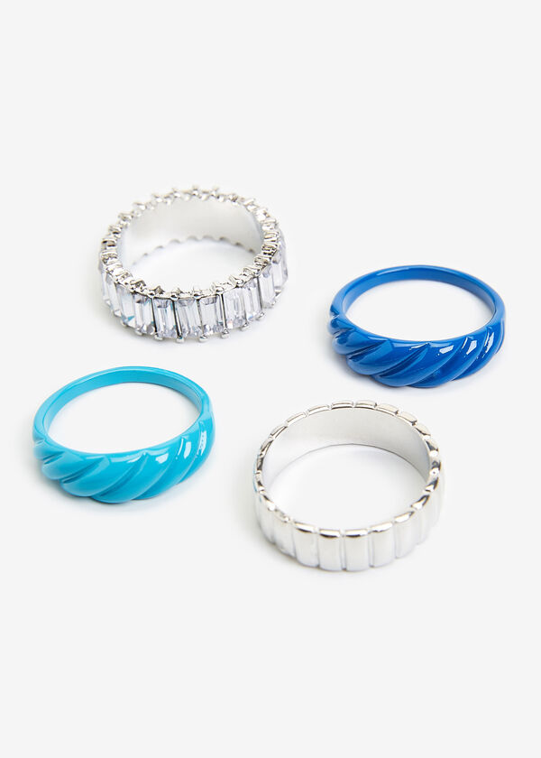 Crystal And Coated Metal Rings Set, Multi image number 0