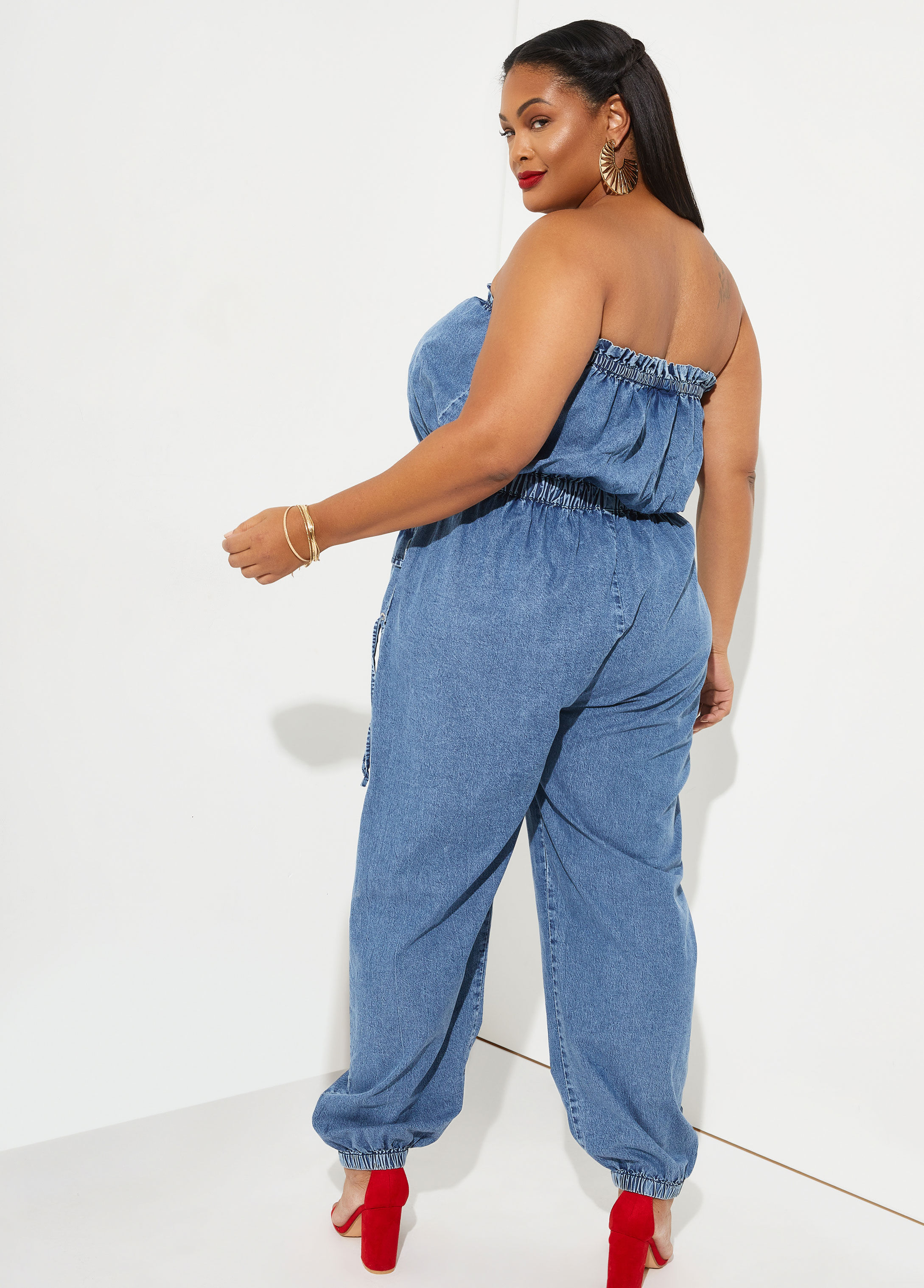 Shop Striped Denim Jumpsuit for Women from latest collection at Forever 21   568337