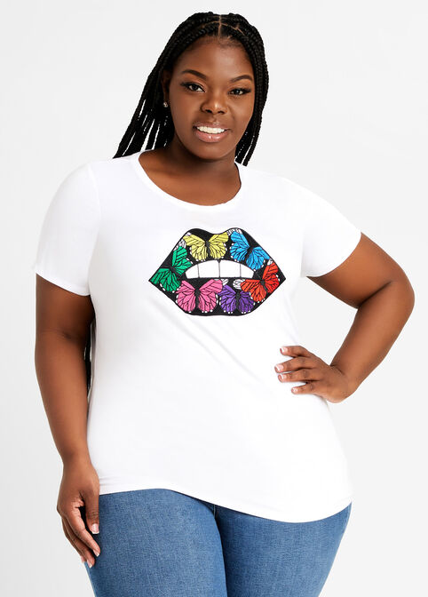 Butterfly Lips Graphic Tee, White image number 0