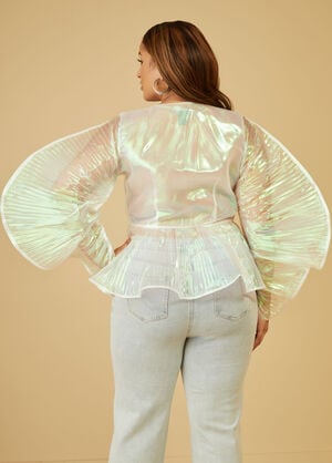 Iridescent Organza Wrap Blouse, White image number 1