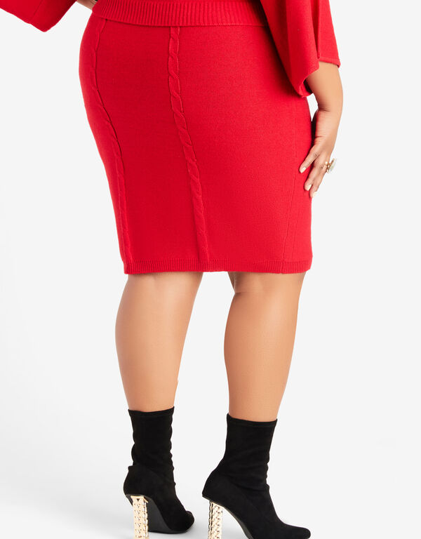 Cable Knit Skirt, Barbados Cherry image number 1