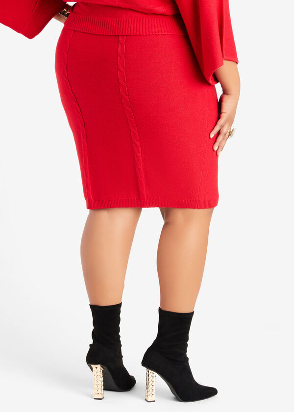 Cable Knit Skirt, Barbados Cherry image number 1