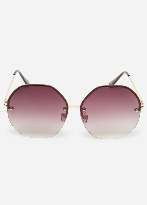 Tinted Rimless Oversize Sunglasses, Gold image number 1