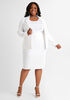 White Stretch Twill Pencil Skirt, White image number 2