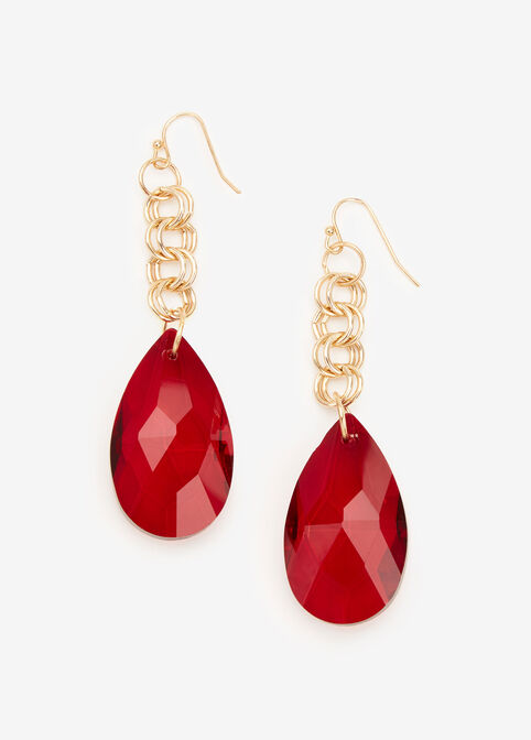 Stone Tear Drop Earrings, Chili Pepper image number 0