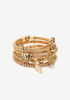 Gold Tone Charm Wrap Bracelet, Gold image number 1