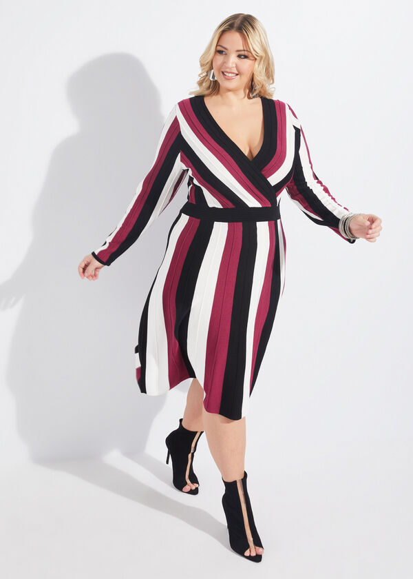 Striped A Line Sweater Dress, Multi image number 2