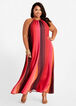 Colorblock Stripe Halter Maxi Dress, Multi image number 0