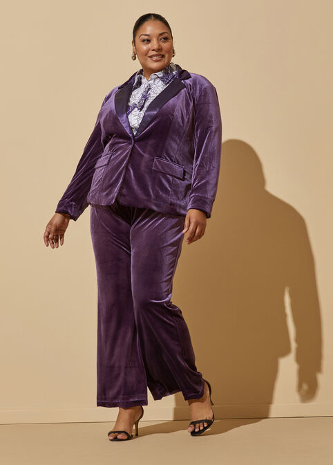 Velvet Flared Pants, Purple image number 5
