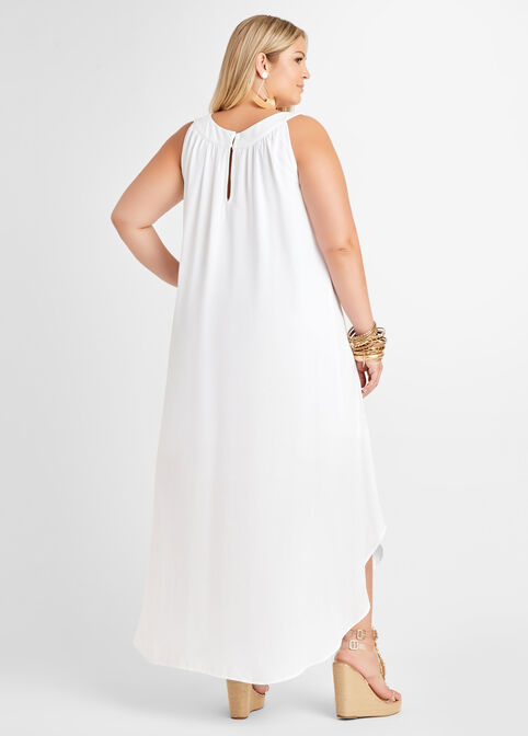 Flared Keyhole Midi Dress, White image number 1