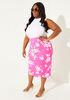 Floral Print Crepe Pencil Skirt, Pink image number 0