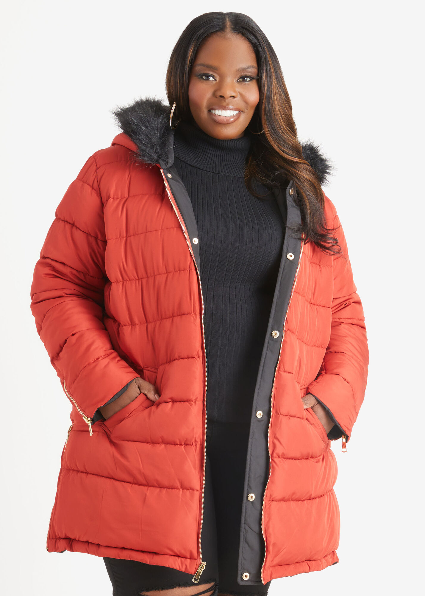 Plus Size Puffer Quilted Jacket Plus