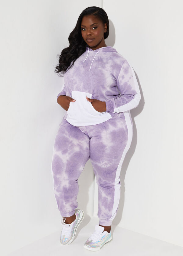 Tie Dye French Terry Joggers, Lavender Wave image number 3