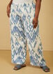 Ikat Print Linen Blend Pants, Blue image number 2