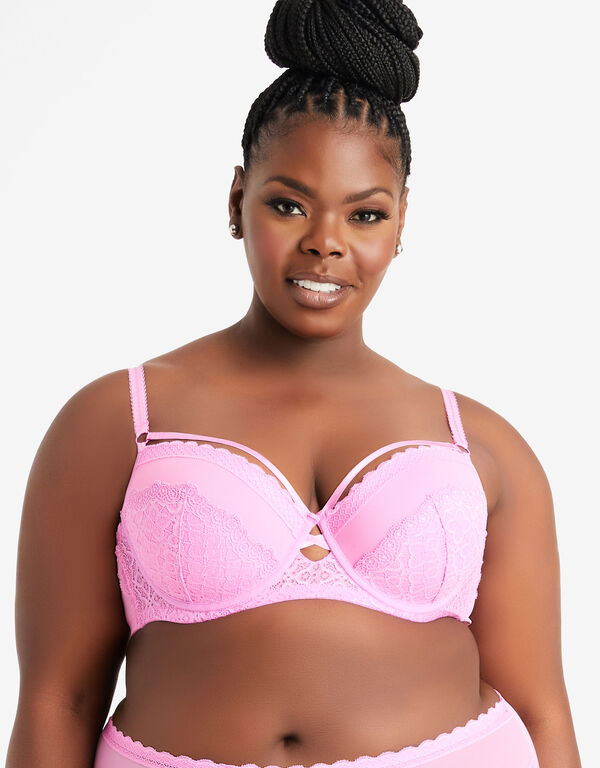 Cutout Lace Underwire Bra, Passion Pink image number 0