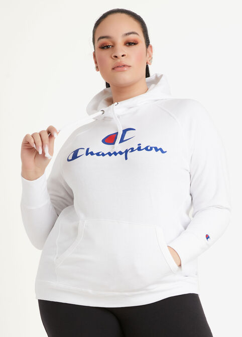 Plus Size Trendy Champion Logo Graphic Active Sweatshirt Hoodie image number 0