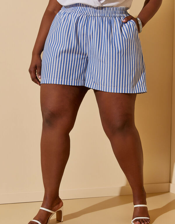 Striped Poplin Shorts, Blue image number 0