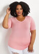 Plus Size Chic Basic Solid Stretch Knit V Neck Short Sleeve Tees image number 0