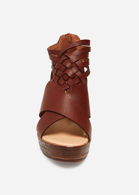 Strappy Wide Width Wedges, Brown image number 4