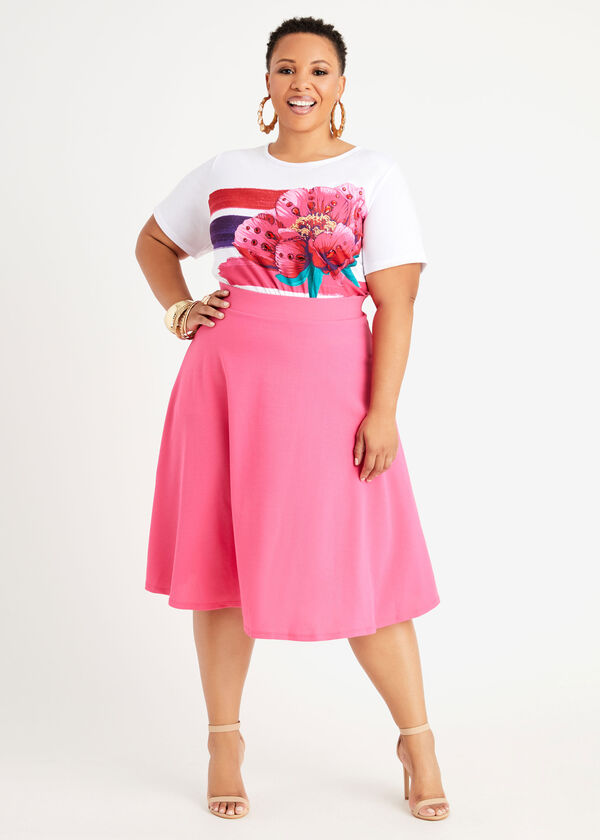 Draped High Waist Crepe Skirt, Fandango Pink image number 2