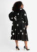 Dot Split Sleeve Mock Neck Dress, Black White image number 1