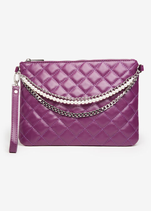 Quilted Chain Link Wristlet, Purple Magic image number 0