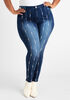 Embellished Mid Rise Skinny Jeans, Dk Rinse image number 0