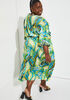Palm Print Faux Wrap Dress, Parrot Green image number 1