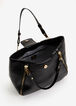 Large Faux Leather Hobo Bag, Black image number 2
