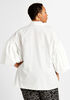 Cotton Bubble Sleeve Button Up Top, White image number 1