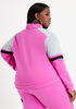 Colorblock Fleece Zip Front Jacket, Magenta image number 1