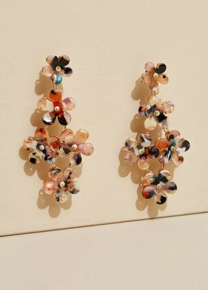 Flower Beaded Dangle Earrings, Multi image number 0