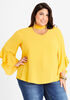 Cutout Crepe Blouse, Nugget Gold image number 0