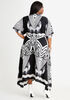 Abstract Kimono Sleeve Dress, Black White image number 1