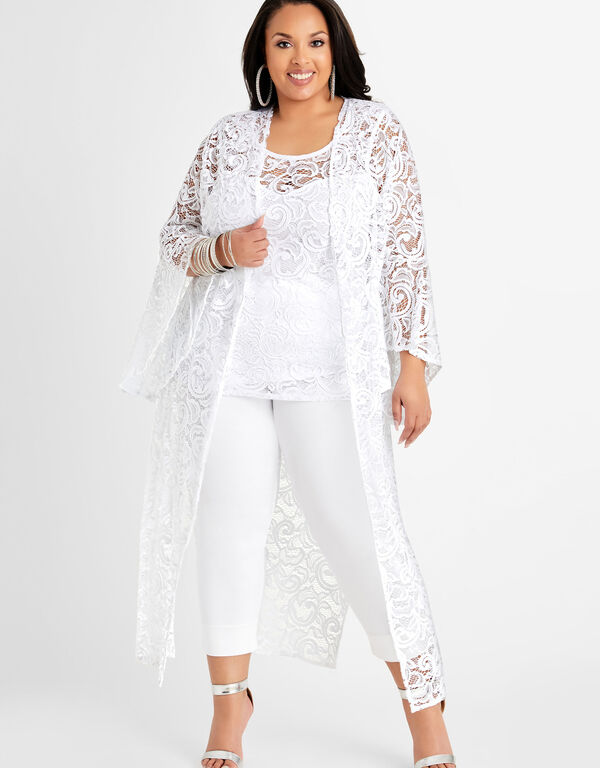Lace Bell Sleeve Cardigan, White image number 0