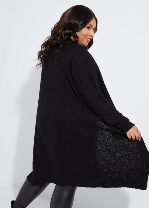 Boucle Knit Duster, Black image number 1