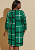 Mesh Paneled Plaid Sheath Dress, Abundant Green image number 1