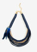 Faux Leather & Feather Necklace, Blue image number 0