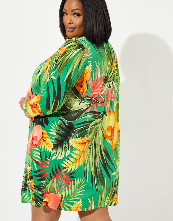 Tropical Print Duster, Parrot Green image number 1