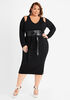 Cold Shoulder Jersey Bodycon Dress, Black image number 0