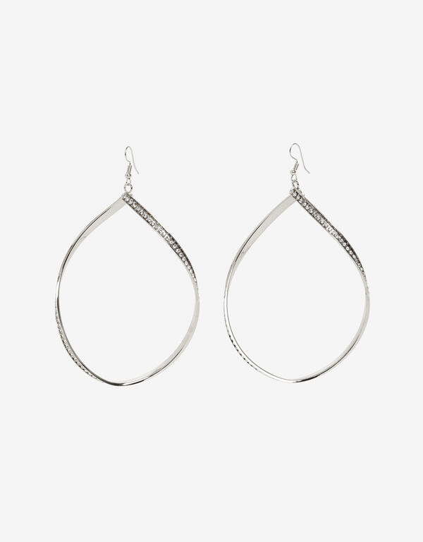 Silver Pave Geo Drop Earrings, Silver image number 0