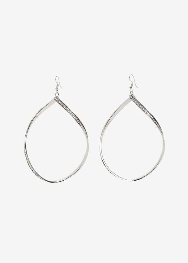 Silver Pave Geo Drop Earrings, Silver image number 0