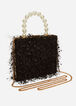 Eyelash Pearl Top Handle Box Bag, Black image number 0