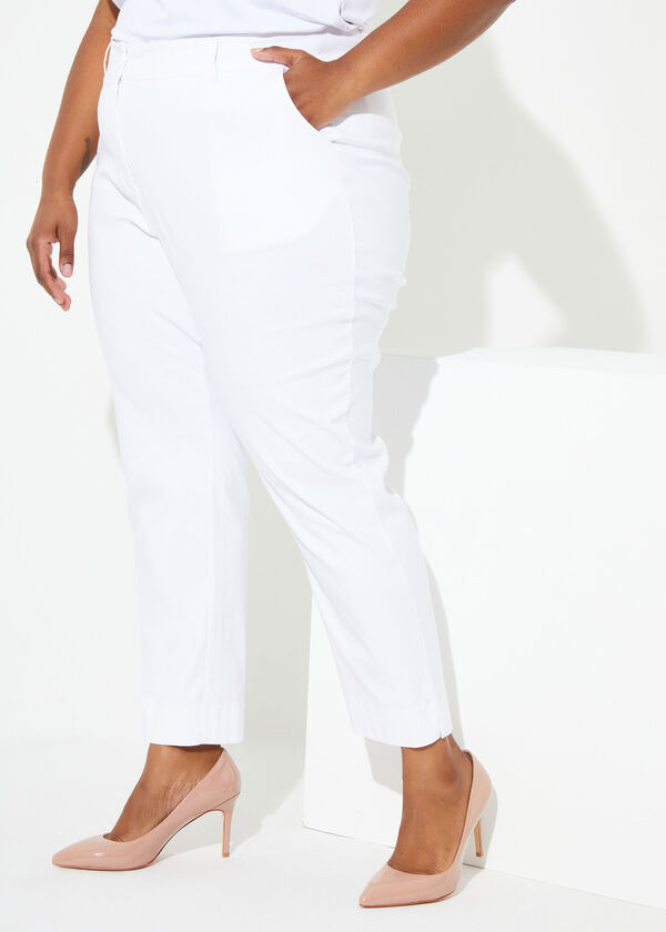 Mid Rise Power Twill Ankle Pants, White image number 0